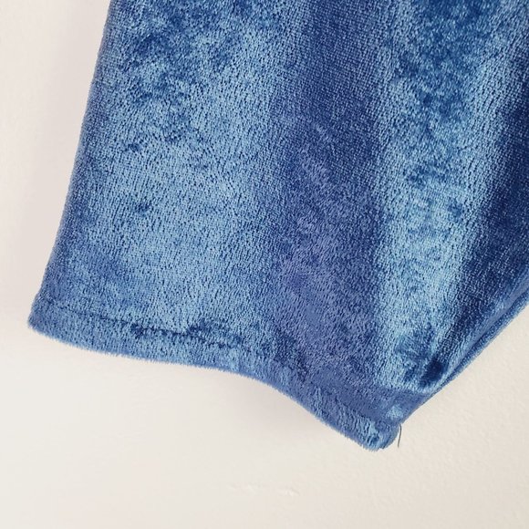 Vintage Lacy After Noon by Shell Kepler Blue Crushed Velvet One Piece Jumper, S - Picture 8 of 9